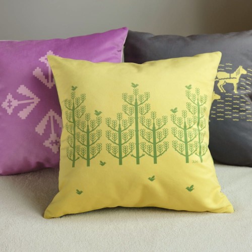 Welwetowa poszewka na poduszkę dekoracyjną Las.jpg