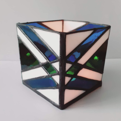 Świecznik witrażowy Art deco - wielokolorowy