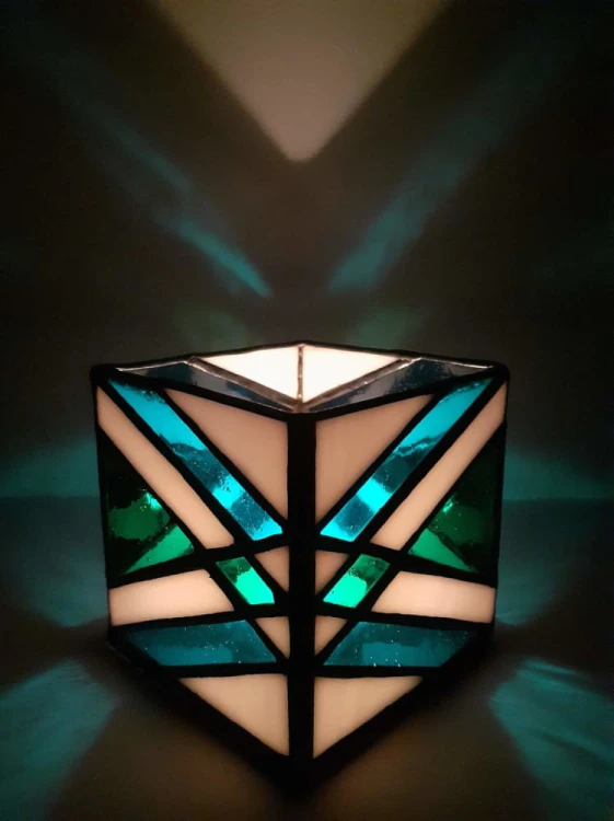 Świecznik witrażowy Art deco - wielokolorowy
