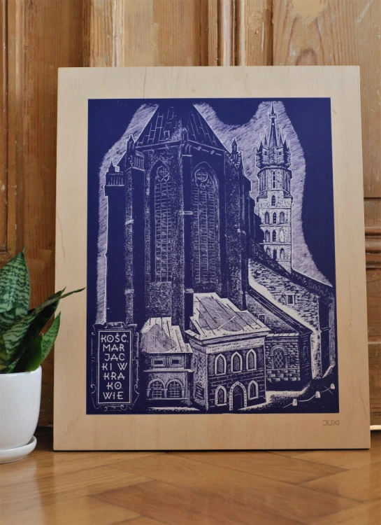 Grafika na sklejce Kosciol Mariacki.jpg