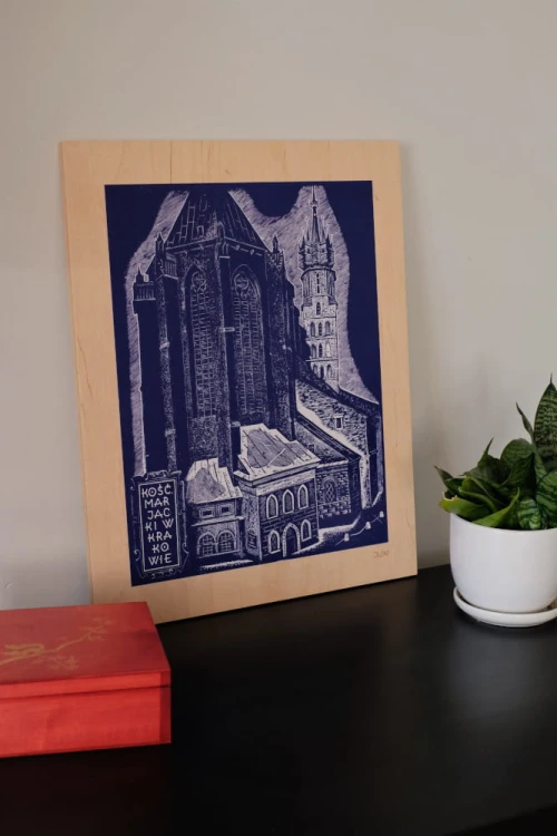 Grafika na sklejce Kosciol Mariacki.jpg